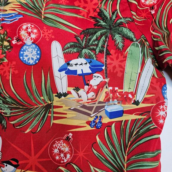 SSLR Men's Collection‎ Small Surfing Santa Short Sleeve Buttondown Shirt - Picture 4 of 6